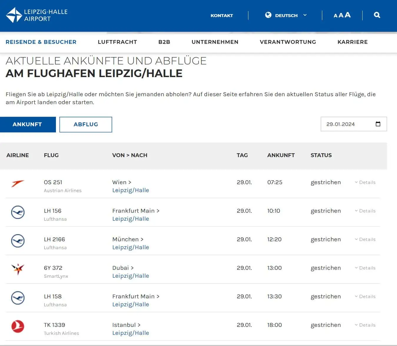 Warnstreik Flughafen Leipzig und Dresden